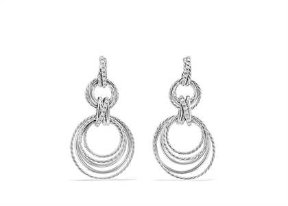 Rhodium Plated CZ Studded Twisted Dangle Earring